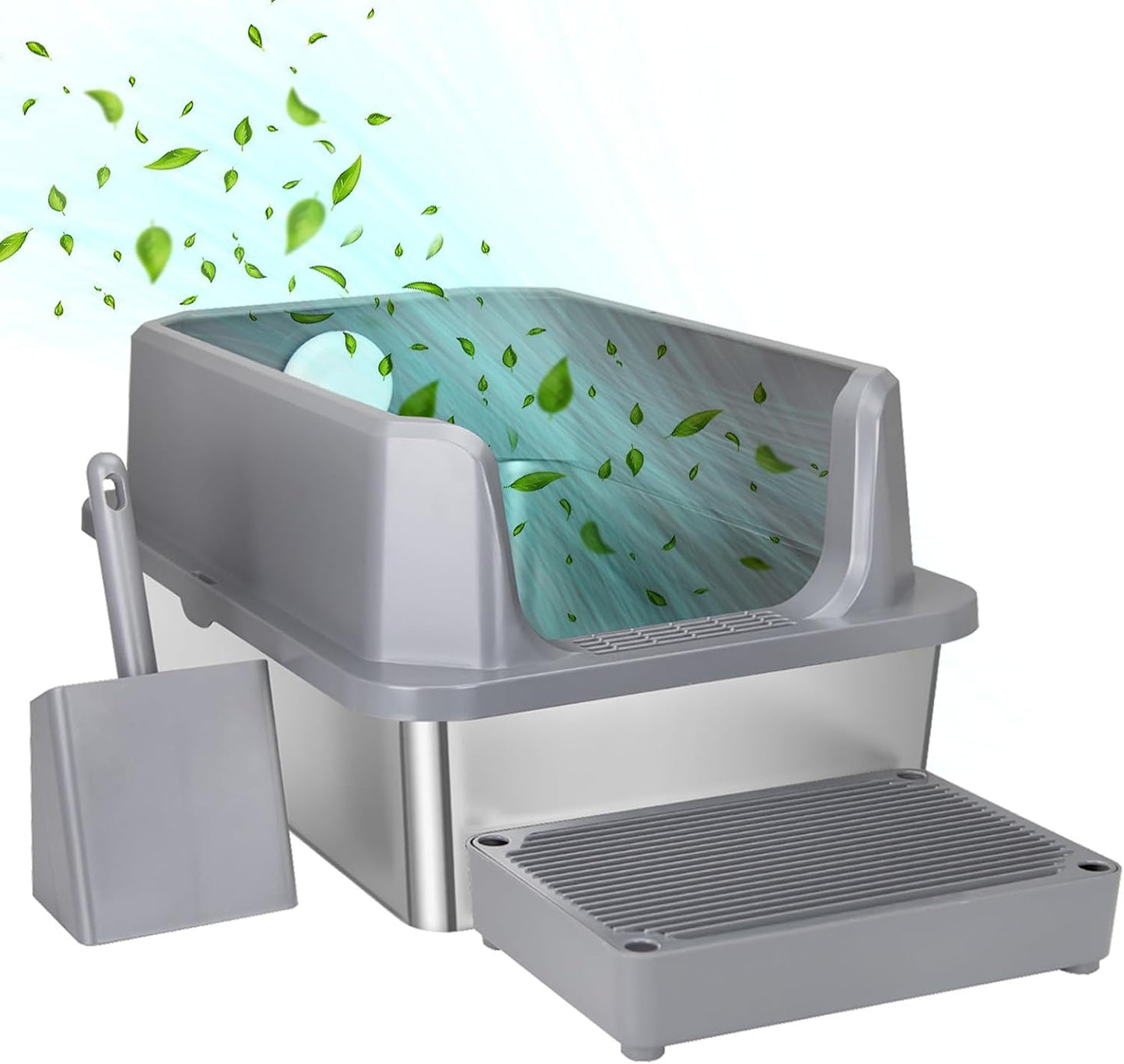 Large Stainless Steel Cat Litter Box for Multi-Cat Homes