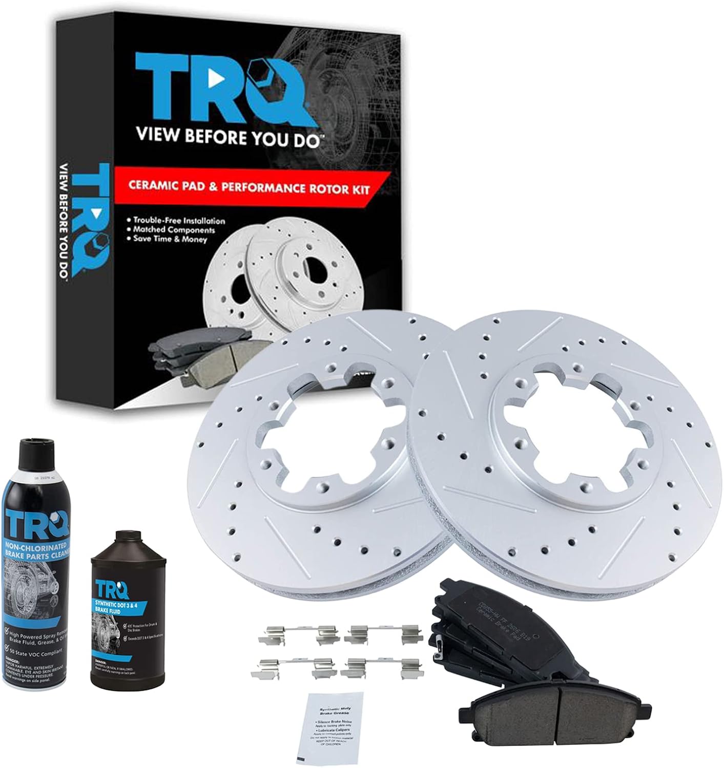 TRQ Front Performance Brake Pad & Rotor Kit for QX4 & Pathfinder