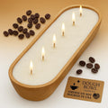 Vanilla Latte Soy Candle in Rustic Wooden Dough Bowl Decor