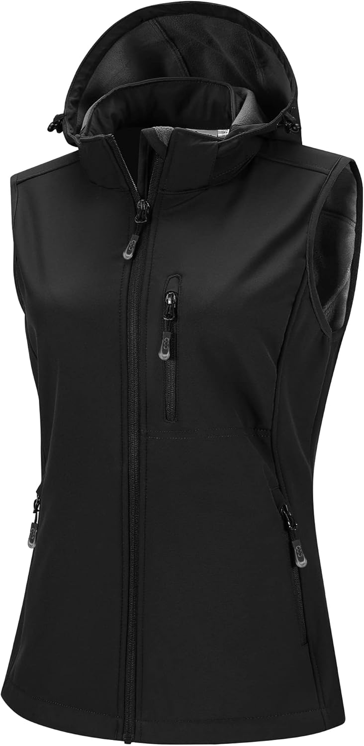 33,000ft Women's Hooded Lightweight Softshell Vest for Outdoors