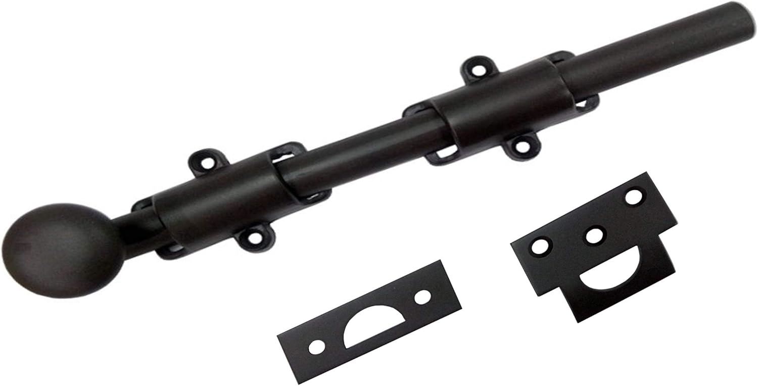 QCAA Solid Brass Dutch Door Bolt, 18in, Oil Rubbed Bronze Finish