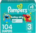 Pampers Diapers Baby Dry Size 3 - 104 Count, Leakproof Nights
