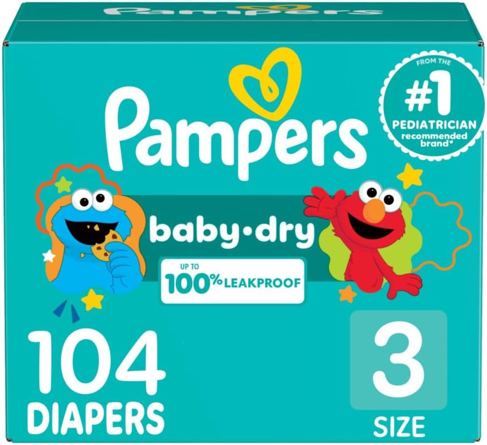 Pampers Baby Dry Diapers - Size 3, 104 Count - Absorbent Infant Diaper