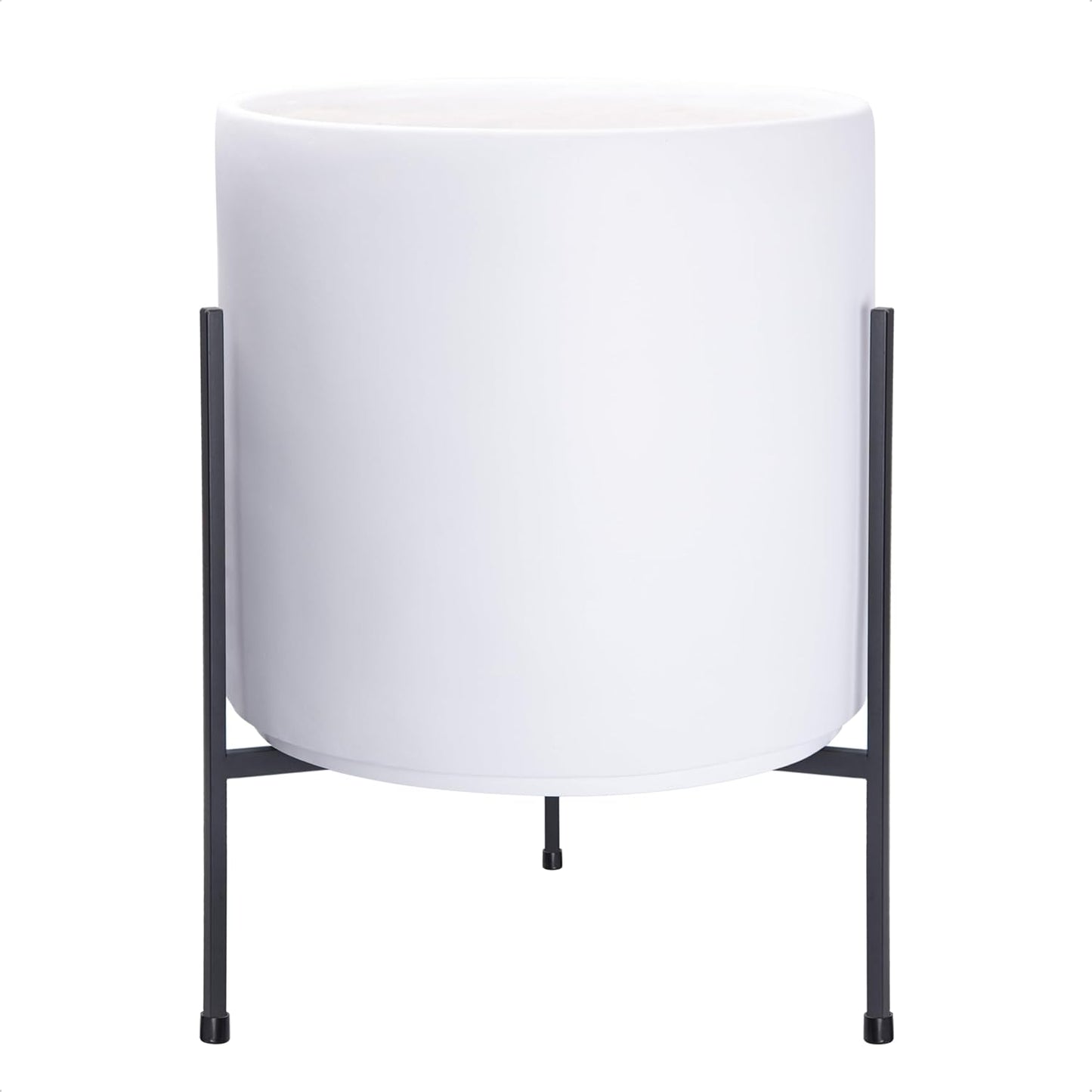 D'vine Dev Modern White Plants Pot Cylinder Planter with Stand