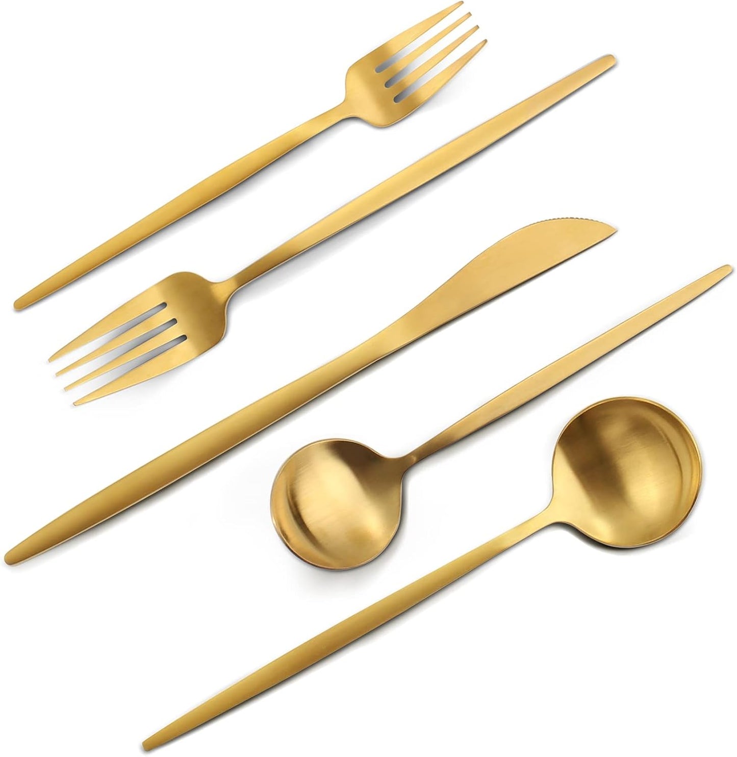 Matte Gold Silverware Set - 40-Piece Stainless Steel Flatware