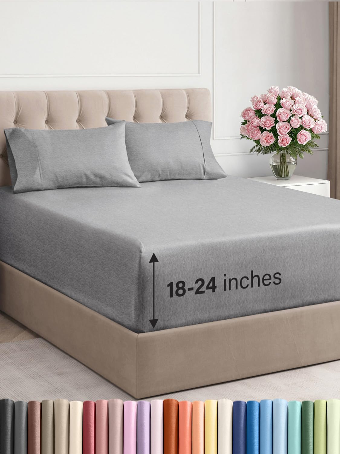 Extra Deep Pocket Queen Sheet Set - Breathable & Cooling Luxury