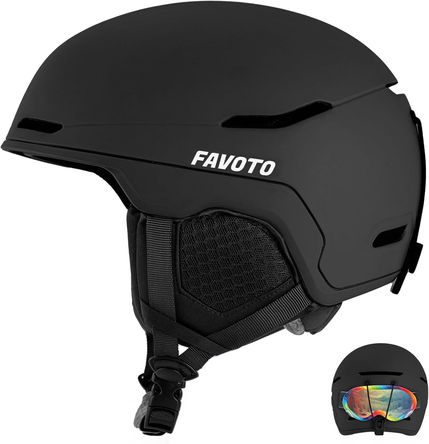 Favoto Black Ski Helmet - Windproof Safety Gear