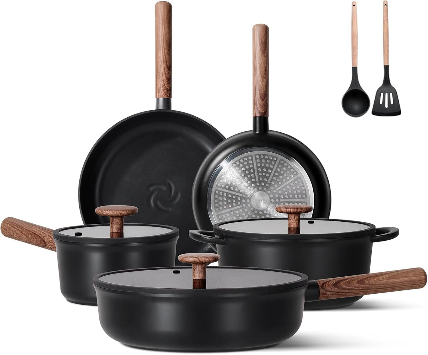 JEETEE Ceramic Cookware Set: 15 PCS Non Stick Kitchen Essentials