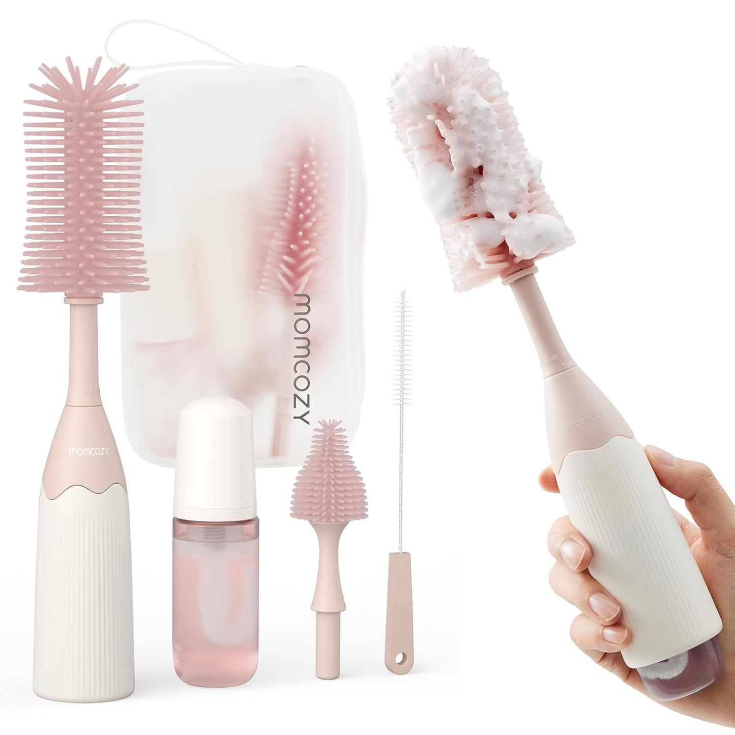 Momcozy Foam-Cleaning Bottle Brush - Push-Press Design