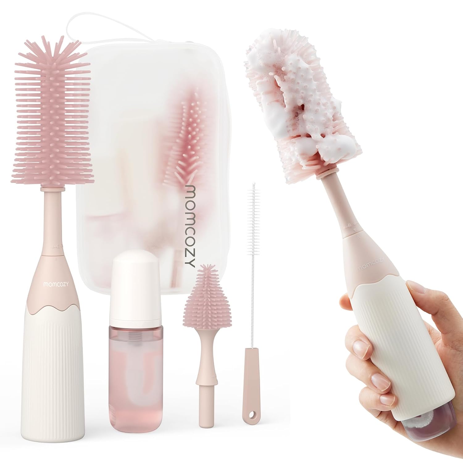 Momcozy Foam-Cleaning Bottle Brush - Push-Press Design