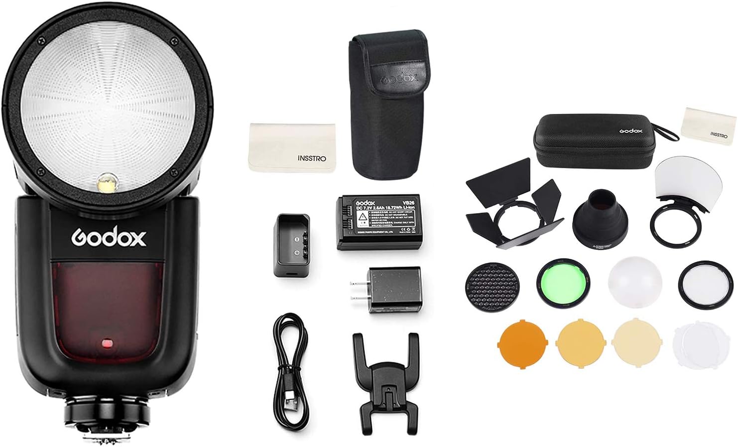 Godox V1-O Round Head Camera Flash Speedlite with Accessories Kit