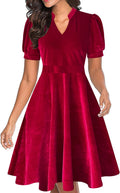 Comfortable Women's Fit and Flare Dress with Puff Sleeves by Mokayee