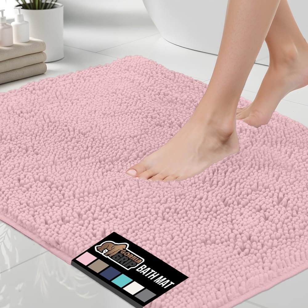 GORILLA GRIP Bath Rug Mat 60x24 Soft Absorbent Chenille Comfort