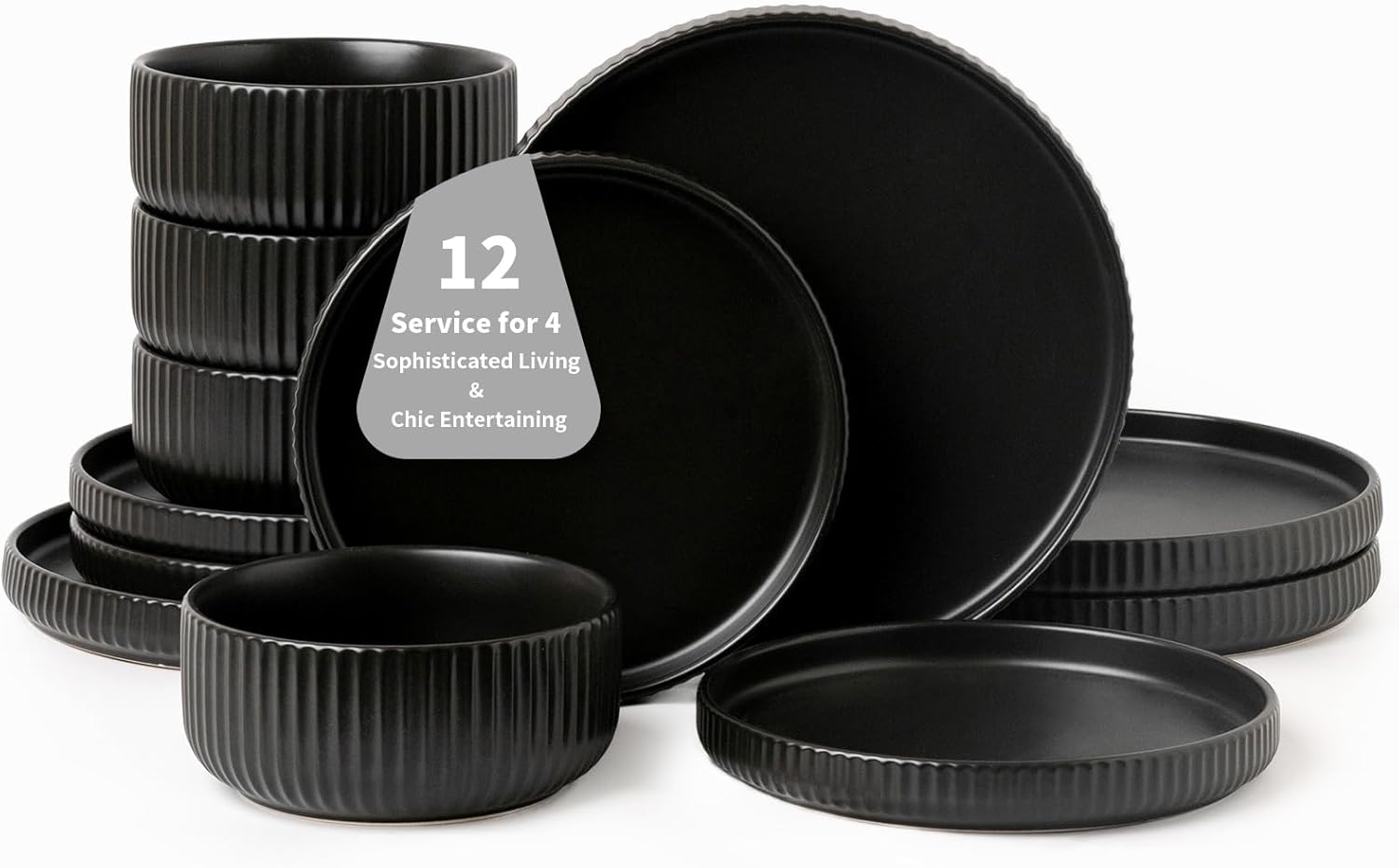 Dinnerware Sets for 4, Microwave Safe Plates and Bowls Set