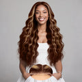 Brown And Blonde Glueless 9x6 Lace Front Loose Curly Wig - Wear And Go