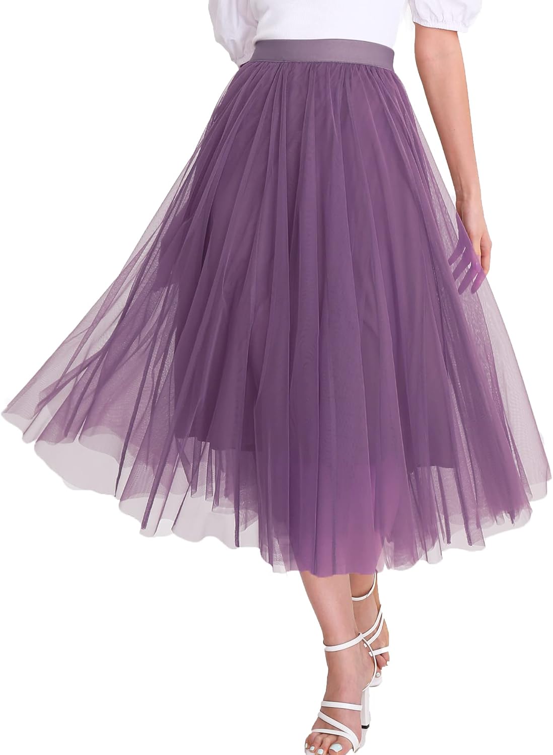 Elegant Tulle Skirt for Women - High Waist Pleated A-Line Style