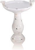 Alpine Ceramic 25in Outdoor Antique Birdbath - Vintage Garden Accent