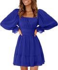 EXLURA Women's Casual Lantern Sleeve Mini Dress - Flattering Aline Fit