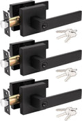 Heavy Duty Black Door Lever 3-Pack Keyed-Entry - Durable Exterior