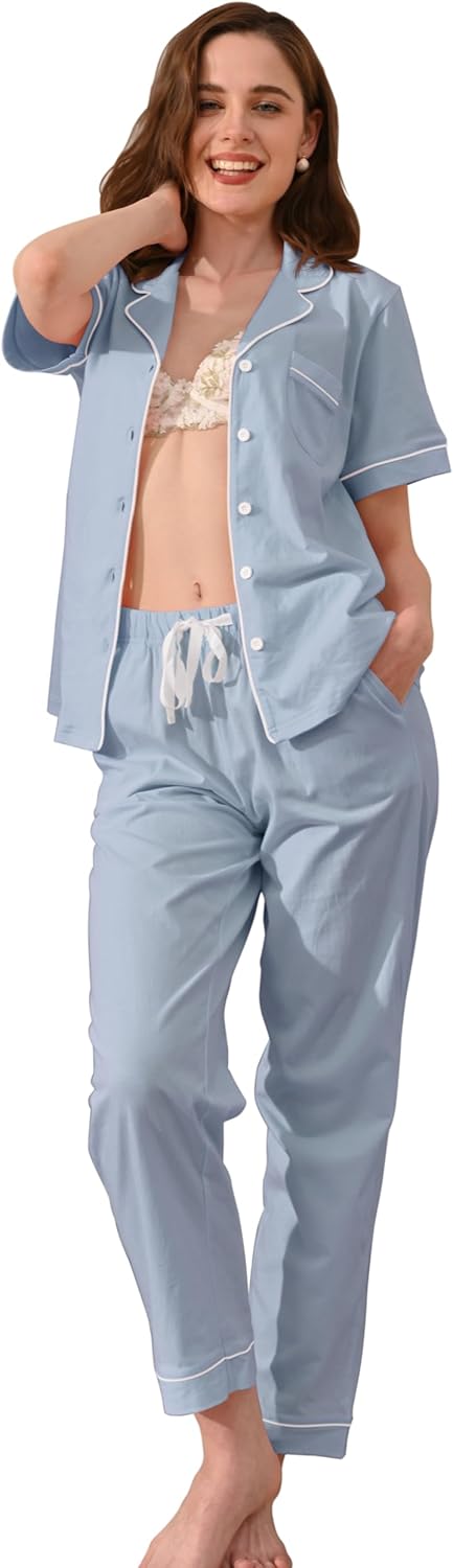 100% Cotton Pajamas for Women Sets Soft Sleepwear Loungewear