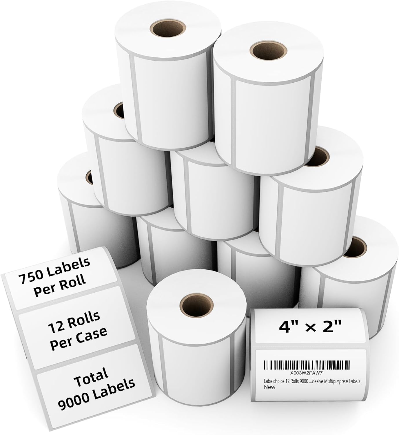 LabelChoice Strong Adhesive Thermal Labels - 12 Rolls