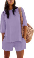 Womens Shorts Sets 2 Piece Outfits Summer 2025 - Cotton Lounge Set