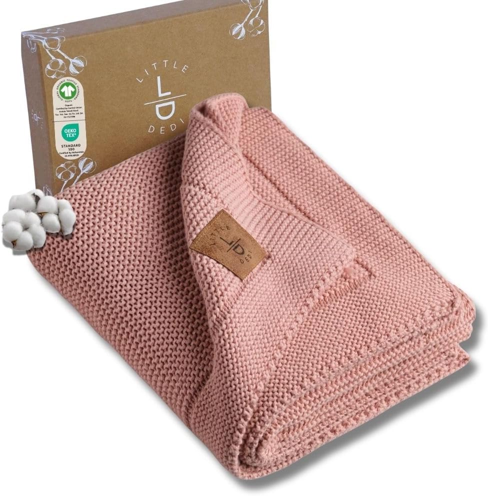100% Organic Cotton Baby Knitted Blanket - Soft and Durable Gift