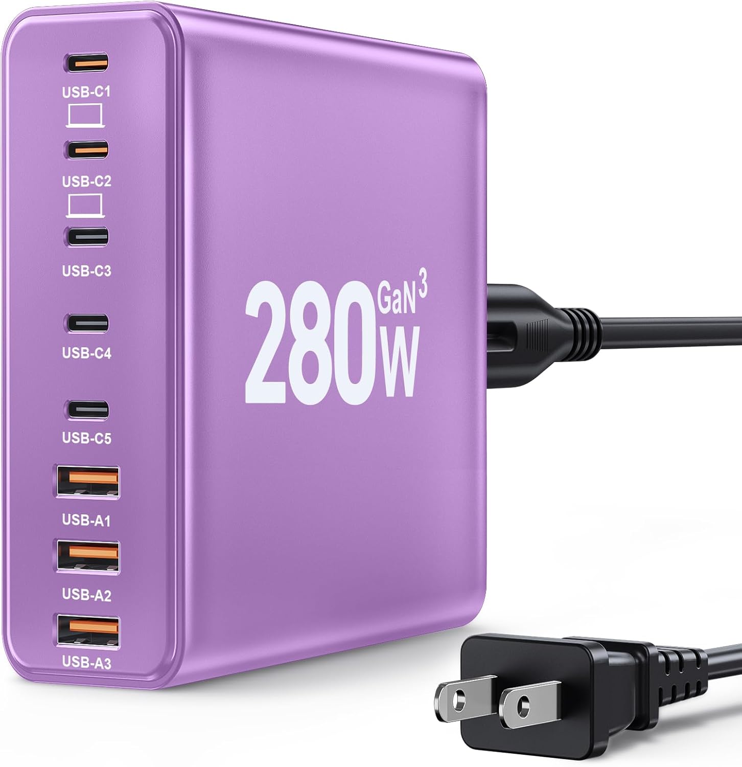 280W USB C Charger Block - 8-Port GaN III PD Charging Station