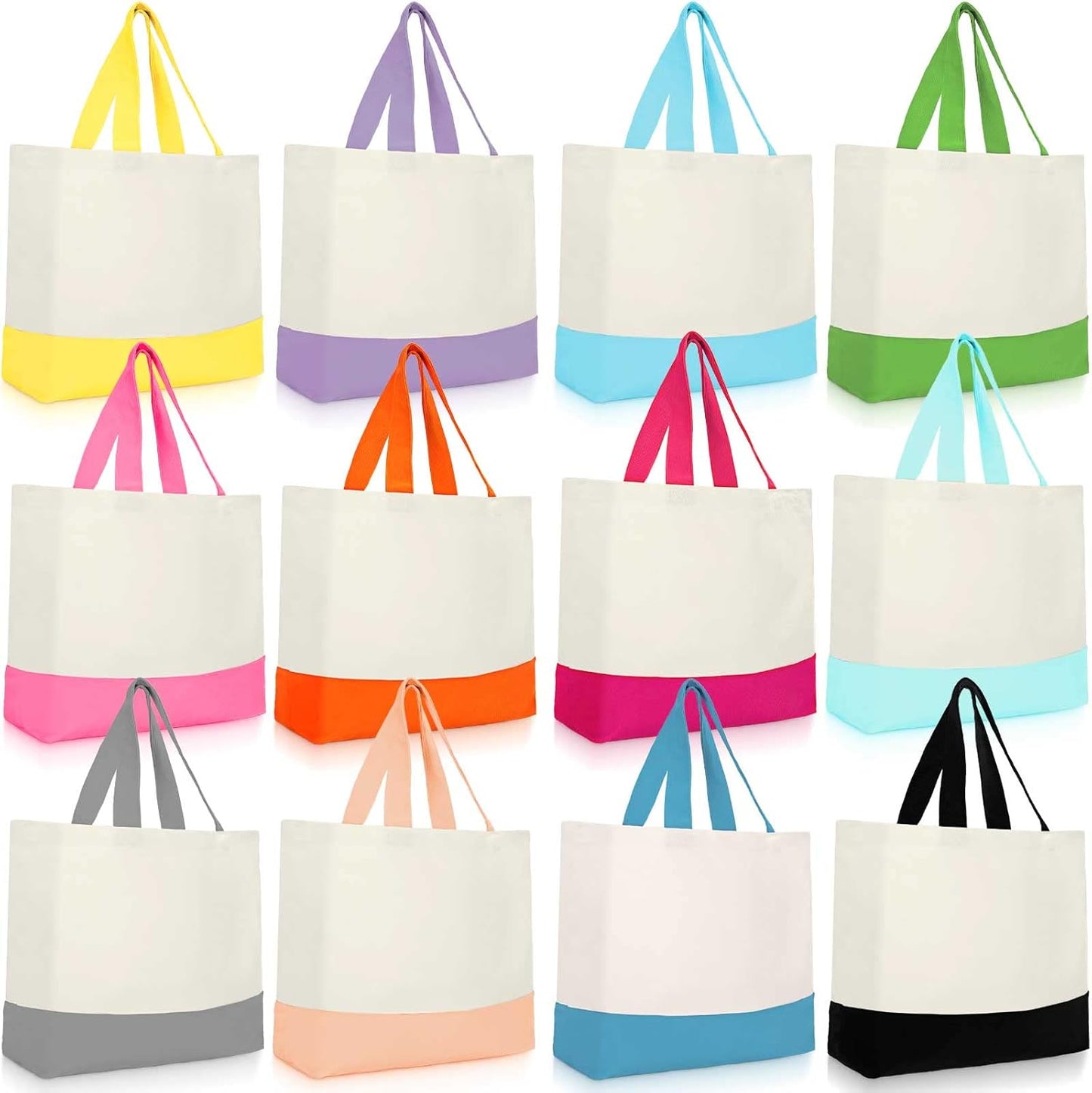 Epakh 12 Pack Canvas Tote Bags for Grocery Shopping and Travel