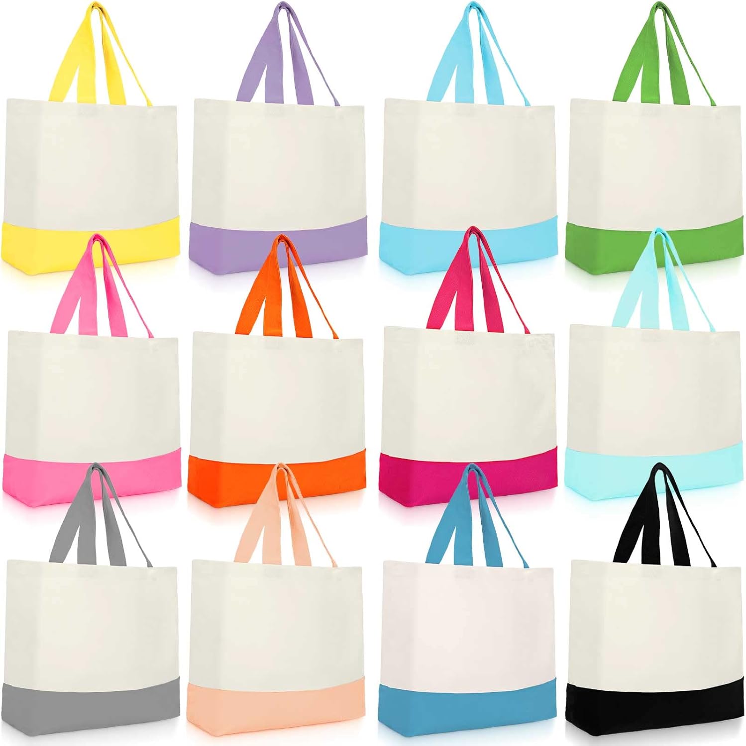 Epakh 12 Pack Canvas Tote Bags for Grocery Shopping and Travel