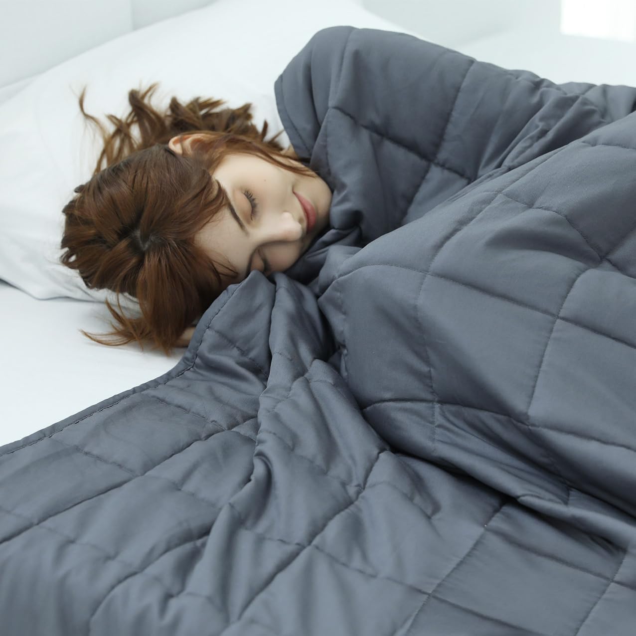 Weighted Blanket for Adults 12lbs Dark Grey Breathable Twin Size