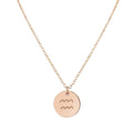 Handmade Rose Gold Aquarius Zodiac Charm Necklace - Adjustable 18in