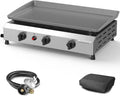 3 Burner BBQ Flat Top Grill 25.6 in Portable Propane Griddle - 30,000