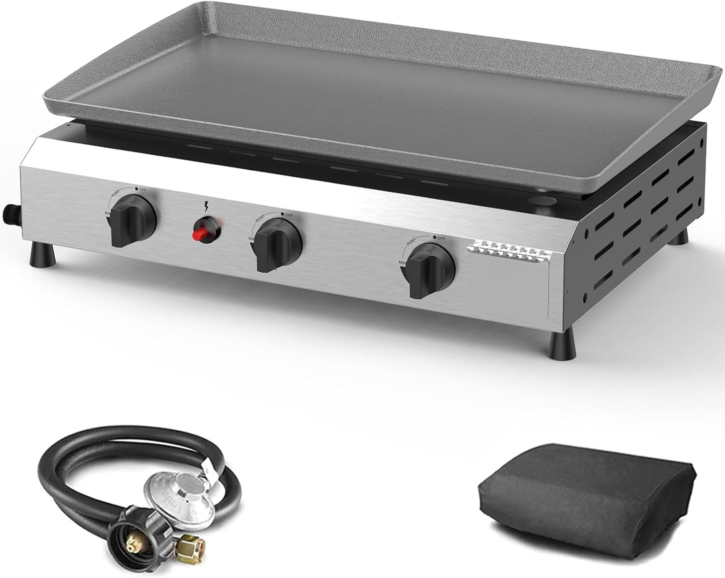 3 Burner BBQ Flat Top Grill for Camping and Outdoor Cooking