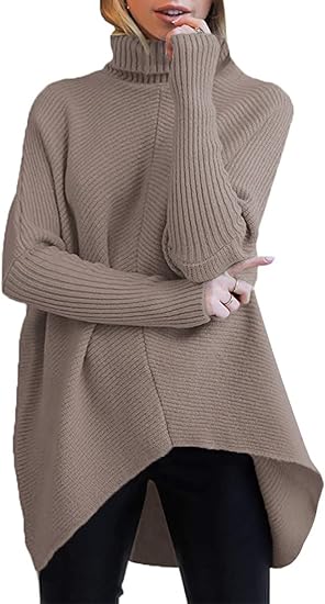 Caracilia Womens Turtleneck Long Sleeve Sweater for Casual Style