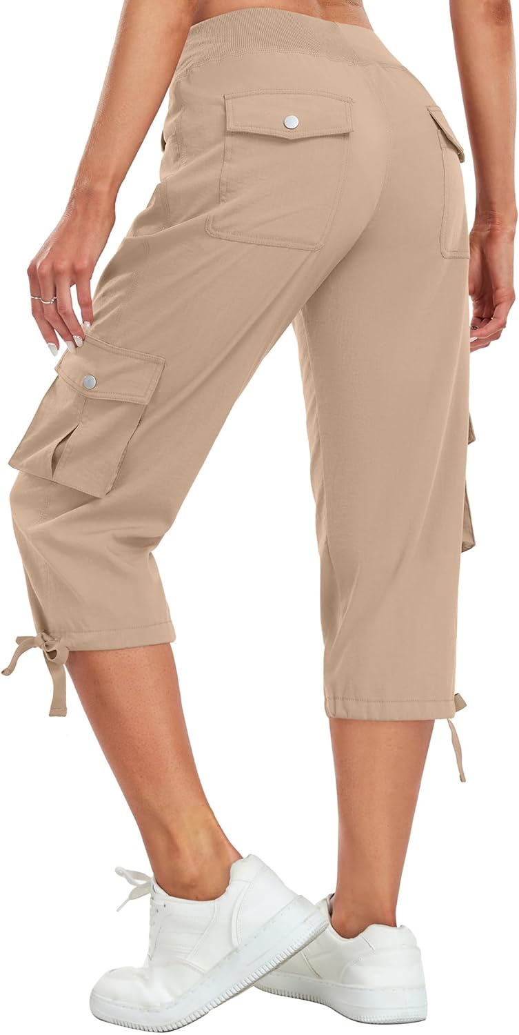Lightweight Quick Dry Women's Cargo Capris Pants for Travel