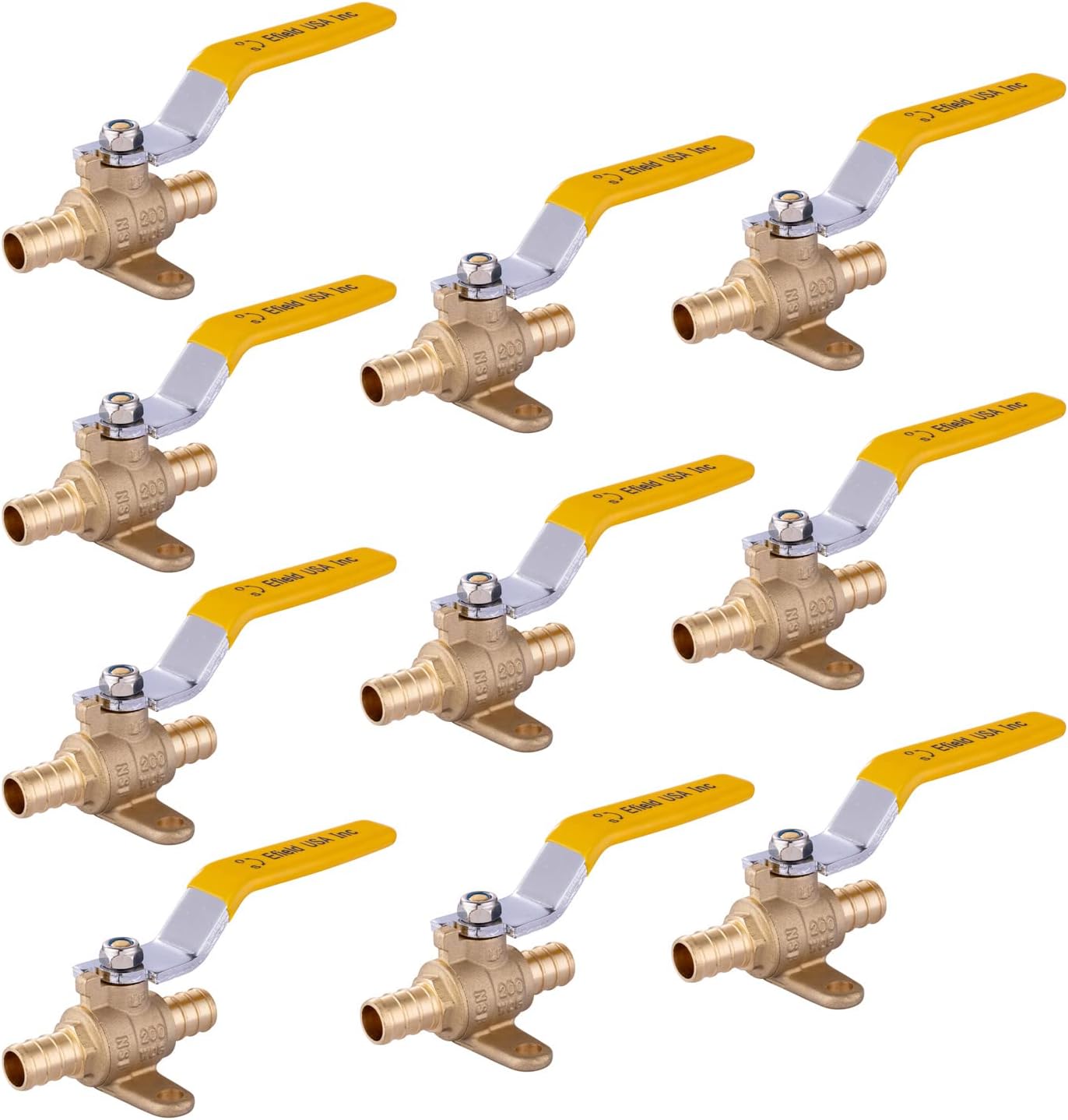 Pack of 10 1/2 Inch Pex Brass Full Port Shut-off Ball Valves