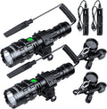 2 Pack LED Tactical Flashlight with Pressure Switch - Bright Rail