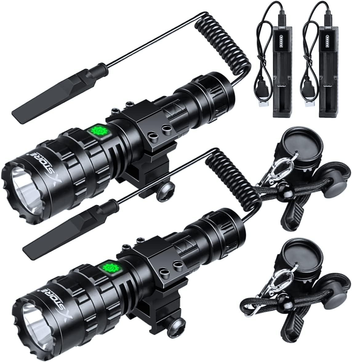 2 Pack LED Tactical Flashlight for Hunting, Camping & More