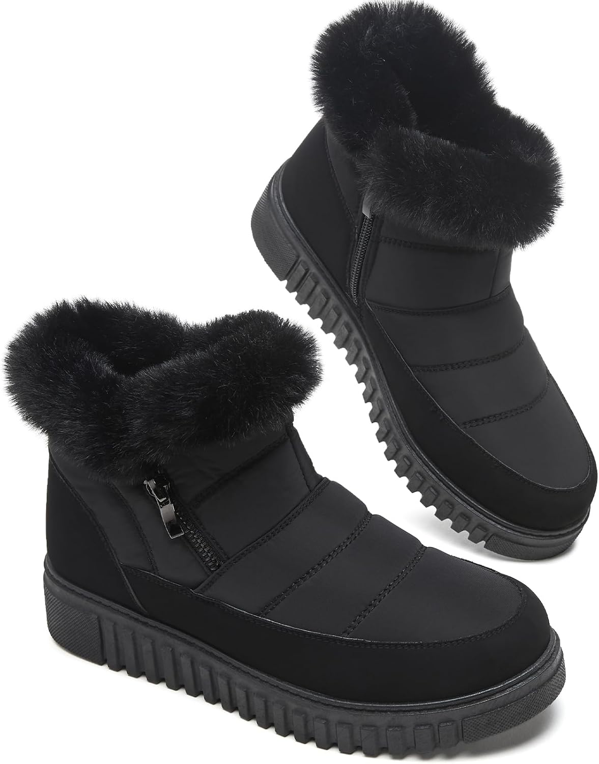 Kufeiti Women's Waterproof Snow Boots with Side Zipper Design