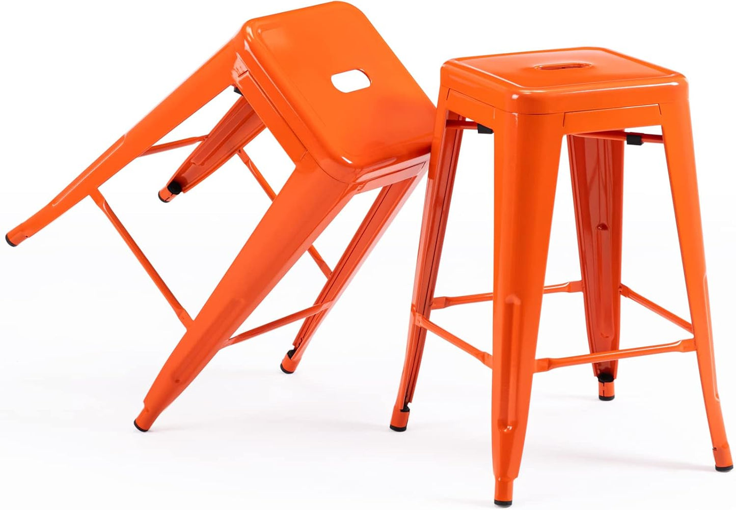 24 in Backless Metal Bar Stools Set of 2 for Indoor-Outdoor Use
