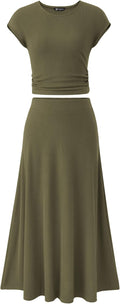 Two Piece Skirt Set for Women Knit A-Line Midi - Comfortable Fit