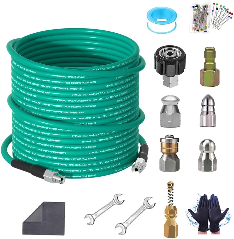 150FT Sewer Jetter Kit for Pressure Washer with Nozzles