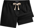 Mens Linen Beach Shorts 5/7 in with Built-In Liner - Lightweight
