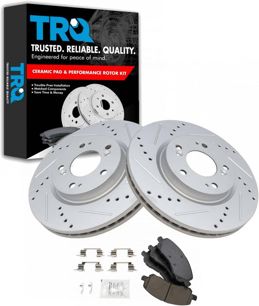 TRQ Front Performance Brake Pad & Rotor Kit for Jeep Compass
