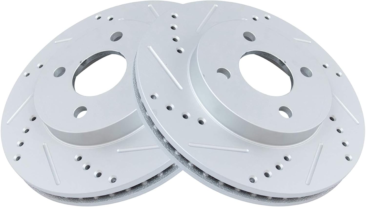 TRQ Front Brake Rotor Set G Coated Drilled and Slotted Vented