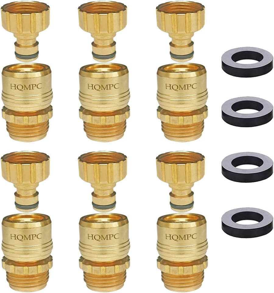 HQMPC Garden Hose Quick Connect Solid Brass Fittings Set