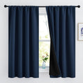 NICETOWN 100% Blackout Curtains Navy 52in x 63in - Darkening & Thermal