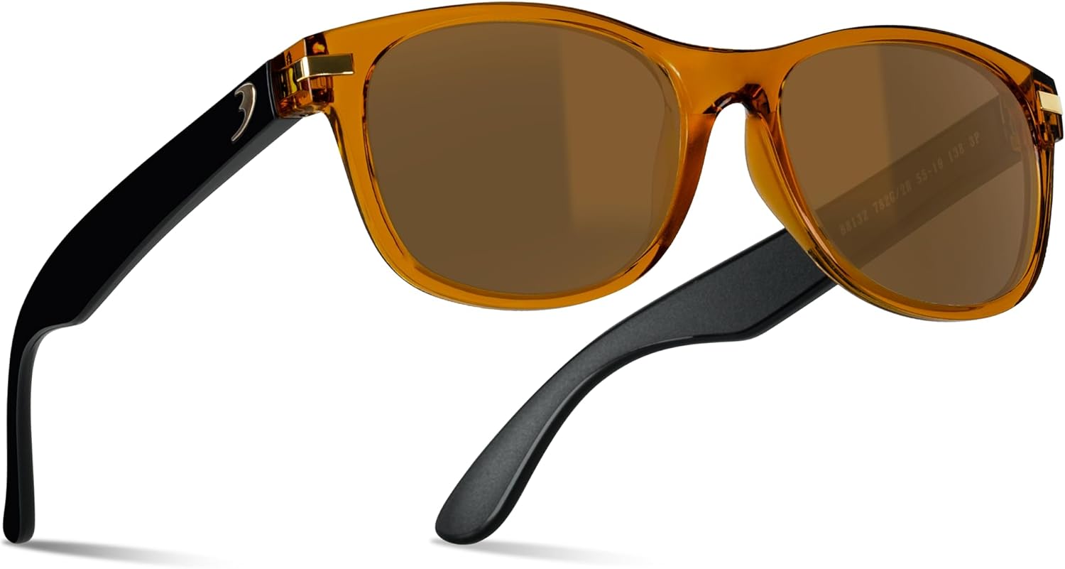 Bnus Italy Made Classic Sunglasses with Polarized Glass Lenses