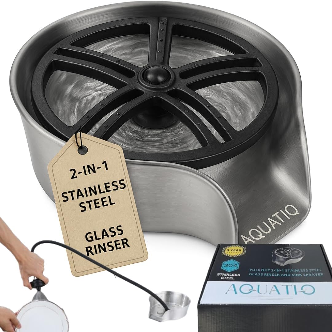 2 in 1 Glass Rinser for Kitchen Sink - Stainless Steel Cleaner